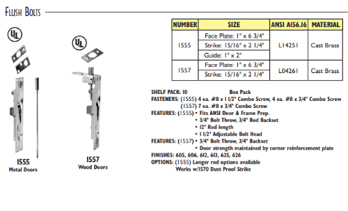 1-FLUSH BOLTS